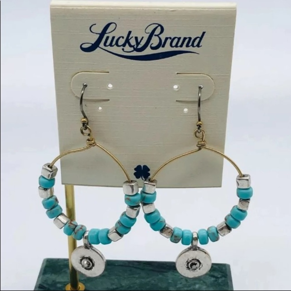 💠Lucky Brand💠 Turquoise Hoop Earrings - Picture 3 of 4